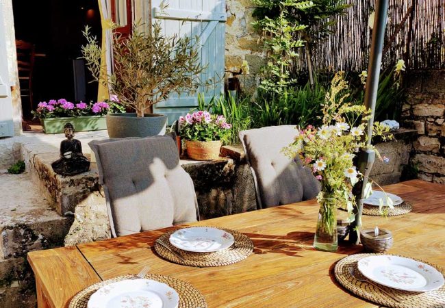 Chateau d'Impasse ontbijt op terras